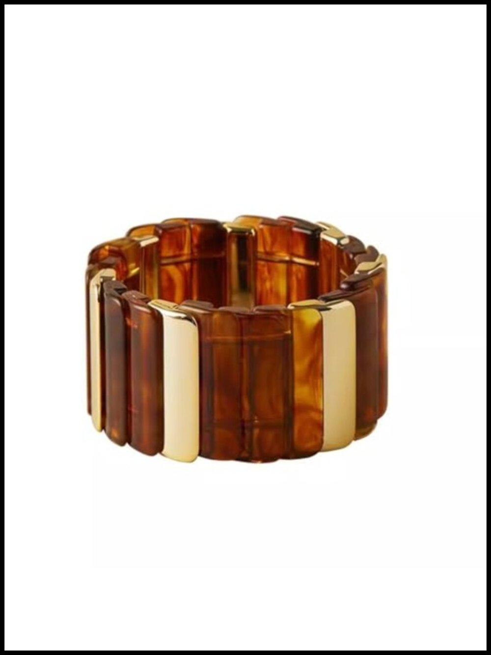 Acrylic Resin Chunky Bangle Bracelets for Women, Gold Plated, Hypoallergenic,